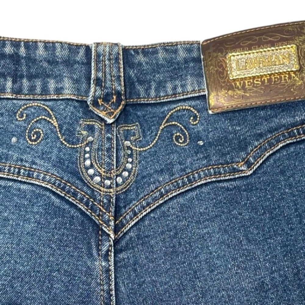 Lawman Western Rhinestone Jeans Bootcut High Rise Women's Sz 29x32 Cowgirl Rodeo - Picture 10 of 12